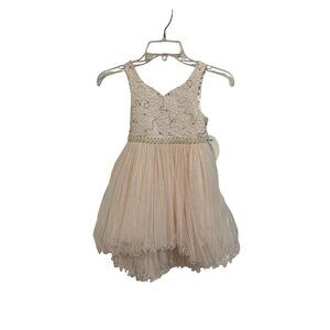 American Princess Girls Size 6 Pink Ruffle Sleeveless Dress Blush Pink & Gold
